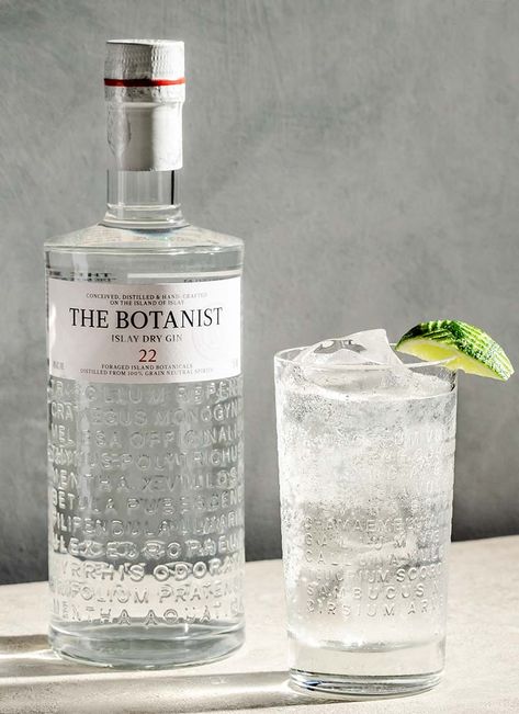 The Botanist Gin, Botanist Gin, The Botanist, Bottle Design Packaging, Tequila Bottles, Soda Fountain, Tonic Water, Dry Gin, Lime Wedge