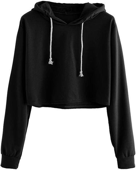 2022 Spring Outfits, Womens Sweatshirts Fashion, Crop Top Hoodie, Crop Top Sweatshirt, Crop Sweatshirt, Hooded Pullover, Amazon Women, Casual Hoodie, Black Crop Tops