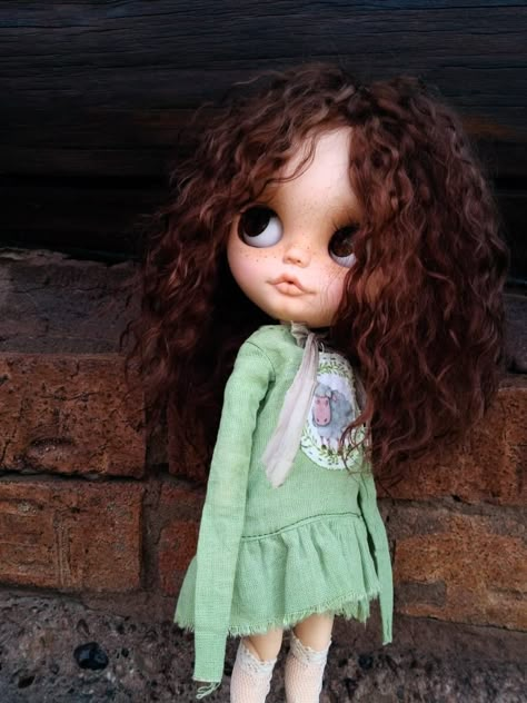 Iliana Core, Hair Brown, Blythe Doll, Tim Burton, Brown Eyes, Blythe Dolls, Just A Girl, Brown Hair, Curly Hair