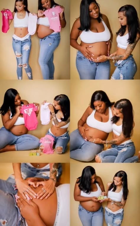 Photo Shoot Gender Reveal Ideas, Maternity Photography Best Friends, Maternity Photography With Best Friend, Maturity Shoot Ideas, Maternity Shoot With Best Friend, Friend Maternity Pictures, Maternity Photography Friends, Maternity Photo Shoot Ideas With Friends, Bestie Maternity Pictures