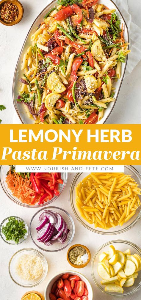 Lemon Pasta Primavera, Creamy Pasta Primavera, Chicken Primavera Pasta, Soup Joumou, Pasta Food Recipes, Herb Pasta, Diet Pasta, Three Cup Chicken, Cajun Jambalaya