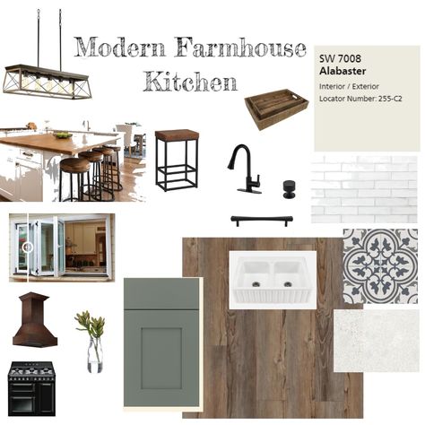 Modern Farmhouse Kitchen Design, Design Mood Board, Kitchen Mood Board, Modern Farmhouse Kitchen, Farmhouse Interior Design, Kitchen Interior Design, Interior Design Boards, Farmhouse Kitchen Design, Interior Design Mood Board