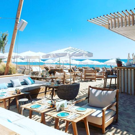 Beach Restaurant Design, Saint Tropez Beach, St Tropez France, Wellness Resort, Beach Clubs, Italian Villa, St Tropez, French Riviera, Saint Tropez