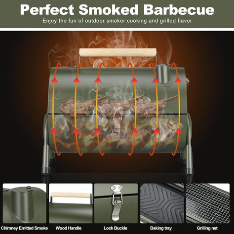 Amazon.com: MAISON HUIS Portable Charcoal Grill Two Side Carbon Griller Mini Smoker Small BBQ Grill Outdoor for Travel Backyard Picnic Beach (Green) : Patio, Lawn & Garden Mini Smoker, Small Bbq, Outdoor Smoker, Portable Charcoal Grill, Green Patio, Grill Outdoor, Smoker Cooking, Backyard Picnic, Picnic Beach