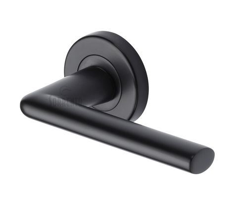 Sorrento Lena Door Handles On Round Rose, Matt Black - SC-2352-BLK (sold in pairs) None Matte Black Interior Door Handles, Black Passage Door Knobs, Matt Black Internal Door Handles, Black Lever Door Handles, Matte Black Round Door Knobs, Modern Sliding Barn Door, Italian Doors, Industrial Door, Lever Door Handles