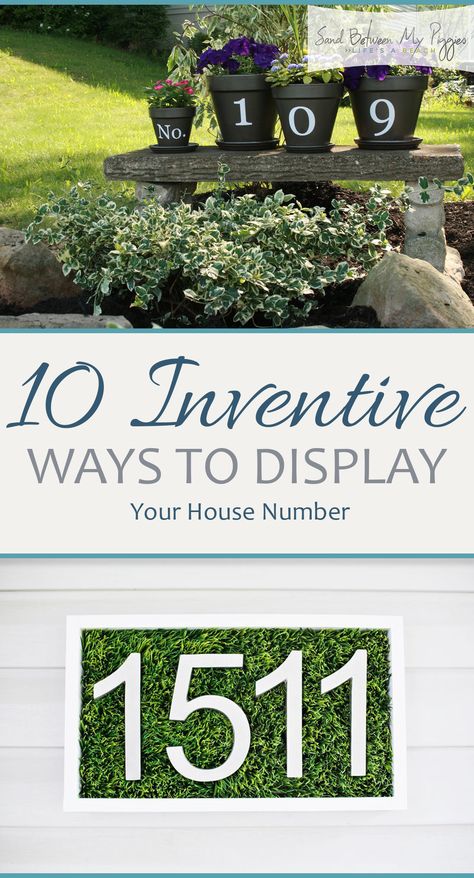 Terrific ways to display your house number Number With Flowers, Creative House Number Ideas, House Number Display, House Number Diy, Diy House Numbers, Modern House Number Sign, Address Planter, Unique House Numbers, Front Yard Flower Bed