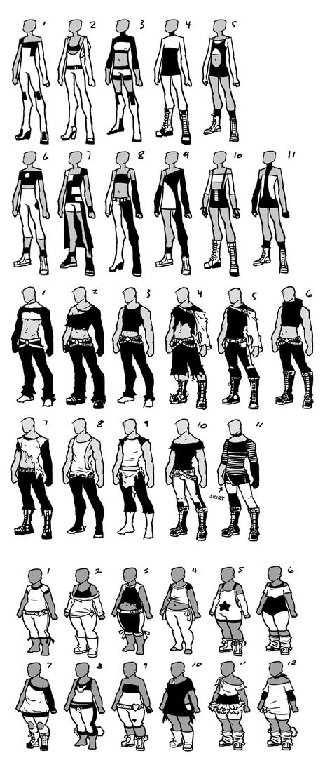 Drawing Bases With Clothes, Clothes Ideas Drawing Character Design, Clothing For Character Design, Cool Clothing Designs Drawing, Drawing Outfit References, Male Drawing Outfit Ideas, Outfit Template Drawing, Accessories Drawing Reference, Character Design Ideas Clothes