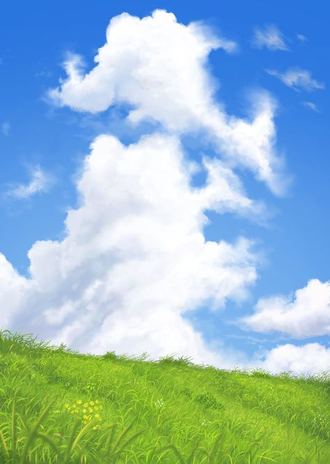 Bang joys background anime Anime Hill Background, Anime Grass Background, Anime Grass Field, Cloudy Wallpaper, Spring Scenes, Grass Drawing, Background Anime, Anatomy References, Episode Interactive Backgrounds