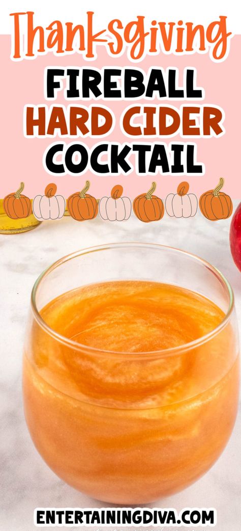 Fireball Hard Cider Cocktail | Holiday Recipes Hard Cider Cocktail, Hard Cider Recipe, Festive Cocktail Recipes, Apple Schnapps, Spiked Apple Cider, Apple Pucker, Cider Cocktail, Apple Cider Cocktail, Fireball Whiskey