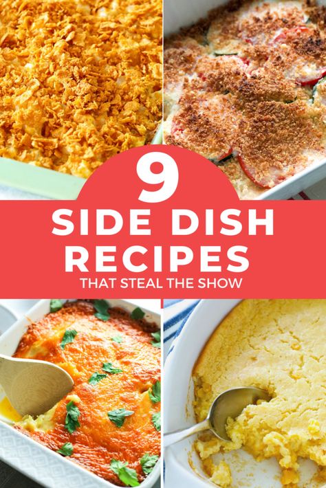 Looking for side dish recipes to round out your meal? These delicious and easy-to-prepare side dish recipes are great to make on a daily basis or during the holidays! Starchy Side Dishes, Easy Scalloped Potatoes Recipe, Cheesy Potatoes Recipe, Corn Casserole Recipe, Sweet Potato Recipes Casserole, Scalloped Potato Recipes, Recipes With Marshmallows, Easy Pasta Salad, Potato Side Dishes