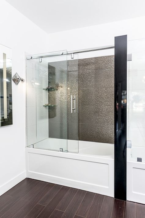 bathtub glass enclosure | Bathtub Enclosures Tub With Glass Door, Bathtubs For Small Bathrooms, Glass Bathtub, Makeover Kamar Mandi, Bathtub Enclosures, Tub Remodel, Glass Shower Door, Bathtub Remodel, Bathtub Doors