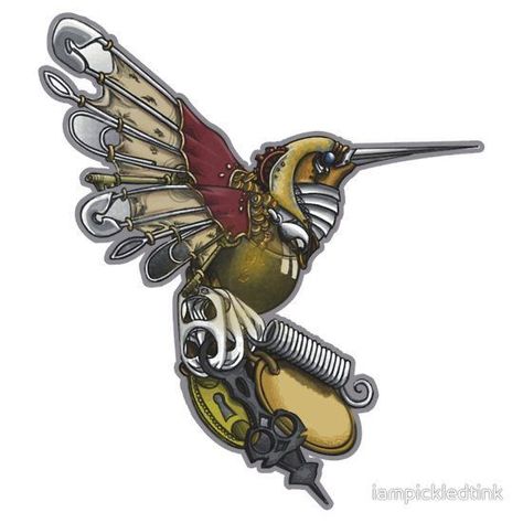 Time Is Fleeting: Steampunk Hummingbird Steampunk DIY Project Ideas Steampunk #Decor and #Clothing #DIY #ProjectIdeas Project Difficulty: Simple www.MaritimeVintage.com #Steam #Punk #Steampunk #Project #Decor #DIY #Howto #Tutorial Papa Memorial, Steampunk Boy, Steampunk Coloring Pages, Boho Japanese, Time Is Fleeting, Voodoo Doll Tattoo, Steampunk Dragonfly, Steampunk Coloring, Puzzle Tattoos