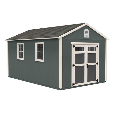 Explore the perfect addition to your backyard with the versatile Hanover wood shed, available in various popular sizes. Elevate your storage with doors featuring windows and vents, allowing abundant natural light and airflow. The wide 64-inch doors showcase stylish black face-mounted hinges and extra wide door trim, seamlessly blending style with practicality. Boasting 7-foot-tall sidewalls, this shed conveniently stores vertical items like rakes and ladders. The resilient LP® SmartSide® siding ensures defense against rot, termites, and wind, promising enduring durability. Accommodate lawnmowers, wheelbarrows, bicycles, and more in this spacious shed. Constructed with robust 2x4 wood, the Hanover mirrors your home's sturdiness, providing lasting peace of mind for all your storage needs. He How To Build A Shed Cheap Easy Diy, Back Yard Shed, Outdoor Shed Ideas, Lp Smartside Siding, Smartside Siding, Cheap Storage Sheds, Storage With Doors, Lp Smartside, Small Shed