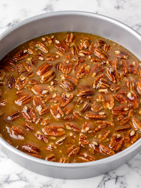 Upside Down Gooey Pecan Cake, Southern Upside Down Pecan Cake, Pecan Pie Birthday Cake, Caramelized Pecan Upside Down Cake, Butter Pecan Upside Down Cake, Pecan Upside Cake, Southern Pecan Cake, Caramel Pecan Upside Down Cake Recipe, Caramel Pecan Upside Down Cake Loaf