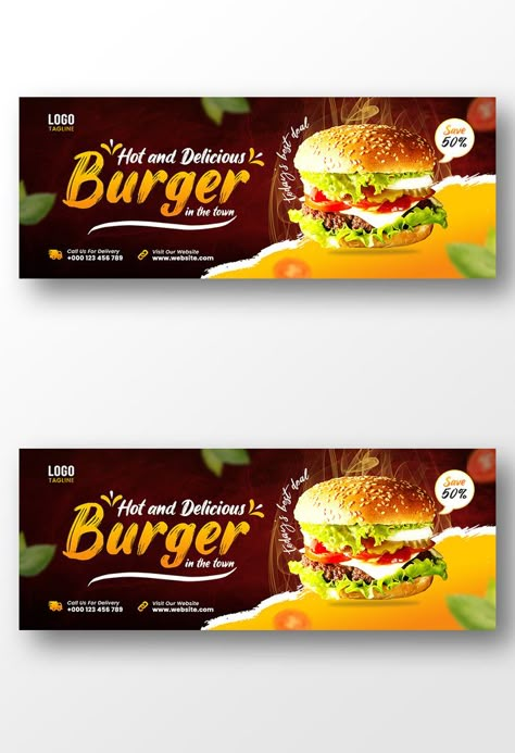 Burger Banner Design, Restaurant Banner Design Ideas, Fast Food Banner Design, Food Banner Design Ideas, Banner Ideas Design, Background For Food, Food Banner Design, Banner Design Ideas, Google Banner Ads