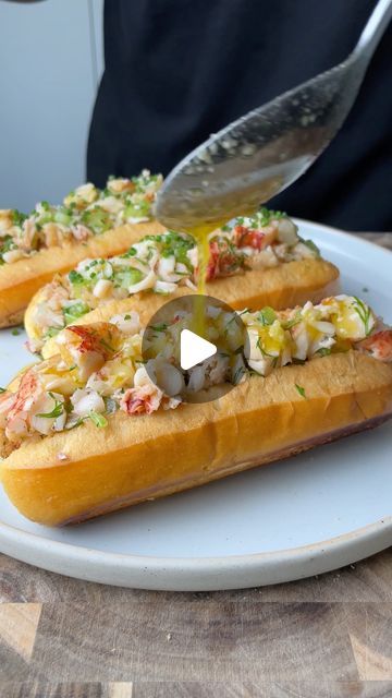 Dan Roberts on Instagram: "Lobster Rolls 🦞👌🏼 Ingredients: 6 Lobster tails Salt and pepper Olive Oil 2 small stalks of celery finely diced lemon zest Chives for garnish 1 small bunch of dill roughly chopped 1 clove garlic 100g unsalted butter Juice from 1/2 a lemon 1/2 tsp Onion Powder Kewpie Mayo 3-4 Brioche Rolls Hit save and give this Lobster roll a try. Follow @dansfoodforthought for more mothwatering recipes #asmr #asmrfood #asmrfood #asmrsound #asmrvideo #lobster #lobsterroll" How To Make Lobster Rolls, Lobster Rolls Recipe, How To Make Lobster, Lobster Roll Recipe, Lobster Sandwich, Fish Sandwich Recipes, Lobster Roll Recipes, Kewpie Mayo, Brioche Rolls