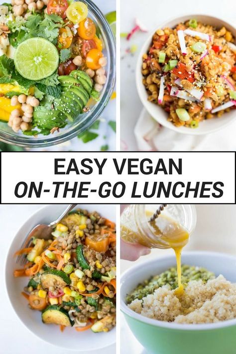 Easy Vegan On-the-Go Lunches: Perfect for work or school, these healthy plant-based recipes will leave you full and satisfied all afternoon long. || fooduzzi.com recipes Plant Based Lunch, Healthy Plant Based Recipes, Vegan Lunch Recipes, Resep Diet, Vegan Lunches, Vegan Meal Prep, Vegan Keto, Vegan Lunch, Vegan Foods