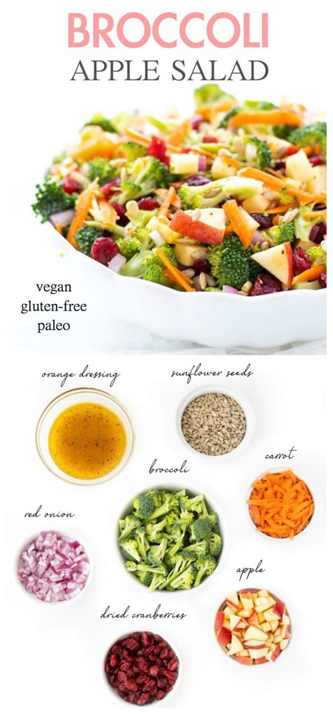 Apple Salad Recipe Healthy, Broccoli Apple Salad, Purine Diet, Apple Broccoli Salad, Condiment Bowls, Avocado Recipes Easy, Orange Dressing, Apple Salad Recipes, Yummy Salads