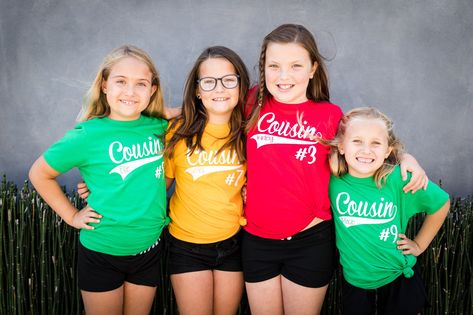 Cousin Tshirts, Cousin Pictures, Cousins Shirts, Cousin Shirts, Cousin Photo, Cousin Camp, Cruise Ideas, Photo Outfit Ideas, Reunion Ideas