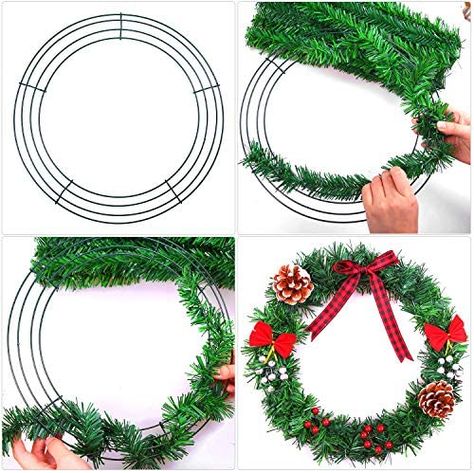 URATOT 2 Pack Wire Wreath Frame Round Green Metal DIY Floral Crafts Wire Wreath Form for New Year Thanksgiving Day Valentines Decorations (8-inch) : Amazon.co.uk: Home & Kitchen Family Day Crafts, Free Craft Supplies, Wooden Clothespin Crafts, Saint Valentin Diy, Metal Wreath Frame, Garland Wreath, Clothespin Crafts, Wire Wreath Forms, Wire Wreath Frame