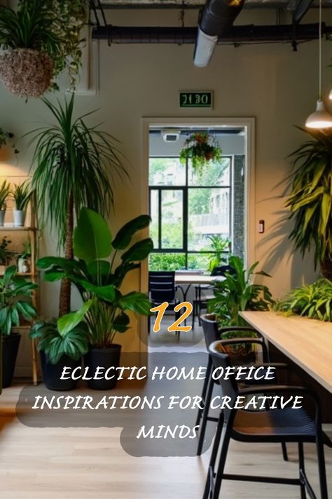 Step into a vibrant space where creativity thrives! This eclectic home office design is a perfect blend of lush greenery and modern aesthetics. I love how the plants bring life into the workspace, creating an inspiring environment for brainstorming and productivity. Discover 12 amazing inspirations that can transform your home office into a haven for creative minds. Eclectic Home Office, Japandi Dining Room, Eclectic Design Style, Japandi Dining, Unique Workspace, Organic Modern Kitchen, Reclaimed Wood Desk, Eclectic Aesthetic, Office Wallpaper