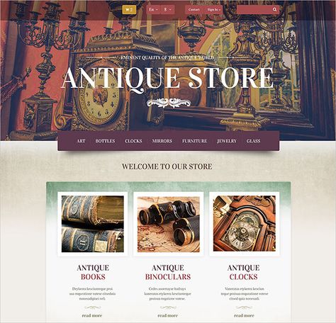 Antique PrestaShop themes will have the descriptive product pages along with the adequate product search, uncluttered layout and intuitive navigation. The Free PrestaShop templates available for free download will help you create the 100% responsive website with the advanced HTML and CSS coding. Book Clock, Ecommerce Website Template, Store Banner, Baroque Ornament, Ecommerce Template, Ecommerce Themes, Responsive Website Template, Business Magazine, Antique Store