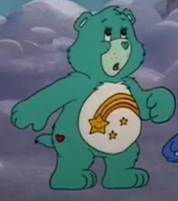 Wish Bear | Care Bear Wiki | Fandom Care Bear Aesthetic, Wish Bear Care Bear, Care Bears Movie, Bear Species, Funshine Bear, American Greetings Cards, Baby Hug, Care Bears Cousins, Bear Signs