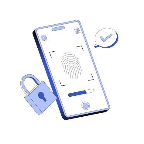 Data Protection Illustration, Cybersecurity Illustration, Fingerprint Illustration, Padlock Illustration, Security Illustration, Smartphone Illustration, Design Learning, App Design Layout, Fingerprint Scanner