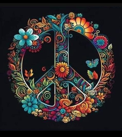 Peace Sign Art Hippie, Arte Hippy, Mundo Hippie, Bus Art, Peace Sign Art, Whimsical Art Paintings, Canvas Art Projects, Hippie Painting, Hippie Peace