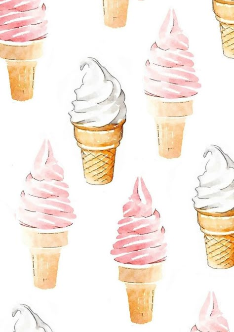 Ice Cream Art, Watercolor Food, Watercolor Fashion, Watercolour Inspiration, Soft Serve Ice Cream, Ice Cream Cones, 수채화 그림, Anime Food, Fashion Art Illustration