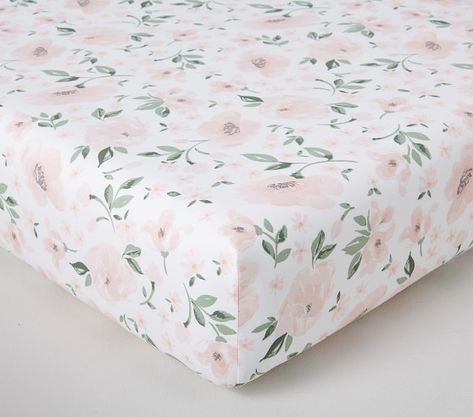 Baby Girl Bedding & Crib Bedding | Pottery Barn Kids Nursery Seating, Crib Bed Skirt, Shared Nursery, Child Growth, Crib Sheets Girl, Caitlin Wilson, Crib Fitted Sheet, Floral Baby Blanket