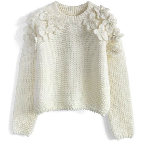 Chicwish My Flowers and Pearls Sweater in White (78 AUD) ❤ liked on Polyvore featuring tops, sweaters, shirts, jumpers, blouses, pink, embellished shirt, embellished sweater, pink jumper and relax shirt Pearl Sweater, Flowers And Pearls, Drop Shoulder Shirt, Waffle Sweater, Flower Sweater, Embellished Shirt, Waffle Shirt, Pink Jumper, Embellished Sweaters