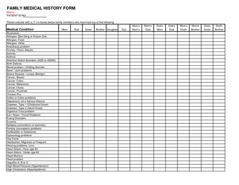 editable free form example » family health history form  free form medical history checklist template examples Medical History Template, Medical History Form, Family Medical History, History Template, Medical Binder Printables, Family Health History, Health History Form, Mini Wallpaper, Estate Planning Checklist