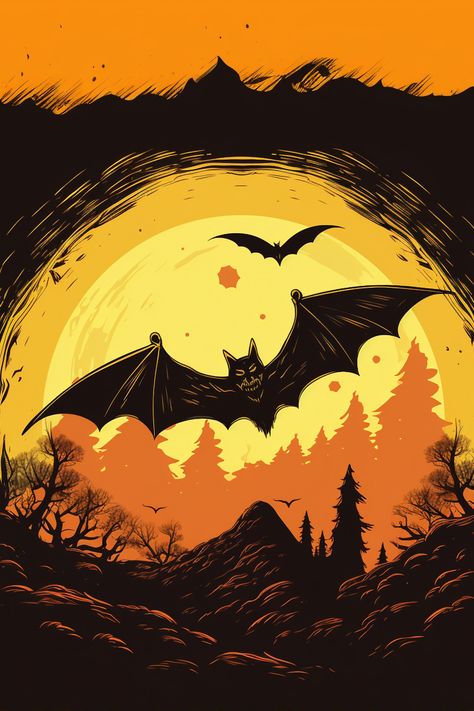 Embrace the charm of Halloween with this captivating piece of halloween art. This is a must-have addition to your Halloween art collection. It adds a touch of enchantment to your indoor Halloween decor. You can hang it in any space needing a captivating focal point for your Halloween wall art. This Halloween art print showcases the adorable bat in flight against a backdrop of a vibrant yellow moon. These also make great Halloween gifts! It will be one of your Halloween decorations! Halloween Bat Illustration, Sketchpad Ideas, Bat In Flight, Bats Art, Bat Painting, Spooky Artwork, Indoor Halloween Decor, Spooky Halloween Pictures, Cartoon Bat