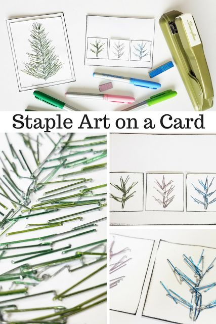 Staple Art on a Card - using a DIY colored staples and a stapler to create trees and plants for cards Staple Art Ideas, Stapler Pin Art Diy, Stapler Pin Art, Staple Art, Stapler Pin, Paper Snowflake Designs, Snowflake Making, Diy Crafts Love, Simple Snowflake