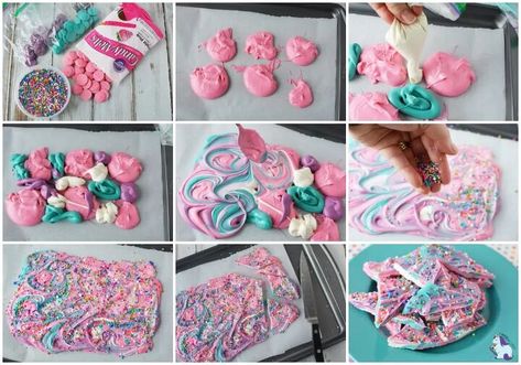 Unicorn Bark Recipe, Unicorn Bark, Bark Candy, Melted Candy, Unicorn Party Food, Unicorn Treats, Unicorn Desserts, Savory Cakes, Unicorn Themed Birthday Party