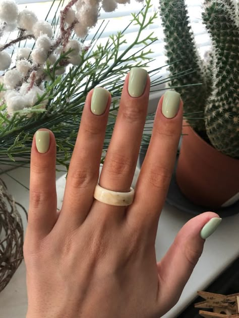 Green Manicure, Hello Nails, Vintage Nails, Green Nail Polish, Simple Gel Nails, Minimal Nails, Casual Nails, Green Nail, Cute Gel Nails