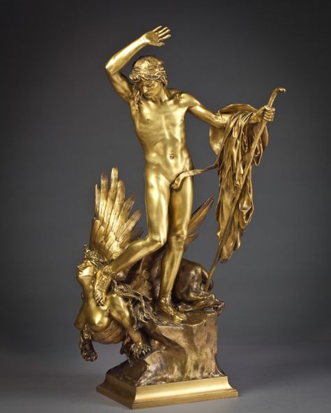 Gilt Bronze Figure of Oedipus and The Sphinx, by Francois Leon Sicard (1862-1934) Musee D Orsay, The Sphinx, Art Rules, Ancient Wisdom, Gold Medal, Beautiful Architecture, Bronze Sculpture, Drawing Inspiration, Sculpture Art