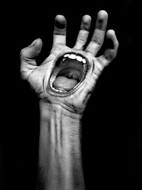 `s Deaf Art, Talk To The Hand, Deaf Culture, Surrealism Photography, Conceptual Photography, Foto Art, Open Mouth, Chiaroscuro, Hand Art