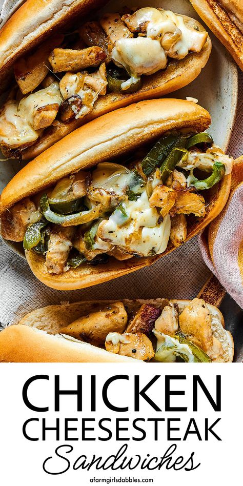 Chicken Cheesesteak Recipe, Hoagie Roll Recipe, Chicken Peppers And Onions, Flavorful Chicken Breast Recipes, Best Baked Sweet Potato, Chicken Philly Cheesesteak, Philly Sandwich, Lasagna Stuffed Peppers, Chicken Cheesesteak