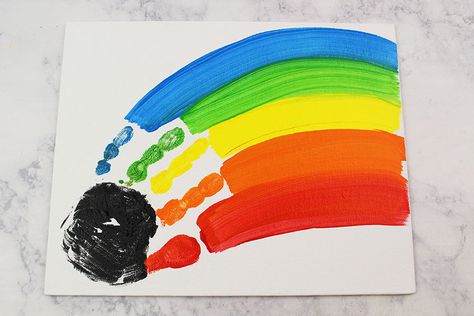 St Patricks Day Process Art For Toddlers, Color Green Crafts For Preschool, Rainbow Toddler Crafts, March Handprint Art, Rainbow Handprint Art, Rainbow Crafts For Toddlers, Rainbow Art For Kids, Handprint Rainbow, Rainbow Crafts Preschool