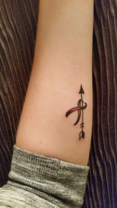 But for Endo Arrow With Ribbon Tattoo, Tattoo Inside Forearm, Blue Ribbon Tattoo, Ribbon Tattoo Designs, Port Tattoo, Yellow Ribbon Tattoos, Bc Tattoo, Pink Ribbon Tattoos, Survivor Tattoo