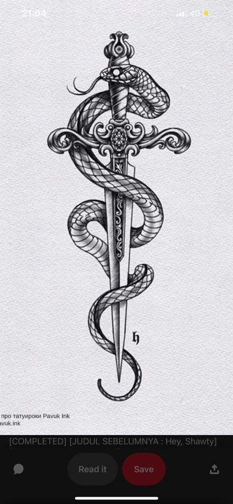 Snake And Dagger Tattoo, Simple Leg Tattoos, Back Tattoo Women Spine, Gothic Tattoos, Small Chest Tattoos, Serpent Tattoo, Flower Tattoo Drawings, Men Tattoos Arm Sleeve, Snake Tattoo Design