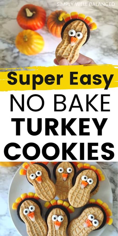 Thanksgiving Cookies Kids, Thanksgiving Candy Crafts, Easy Thanksgiving Cookies, Oreo Turkey, Thanksgiving Turkey Cookies, Turkey Desserts, Thanksgiving Food Crafts, Thanksgiving Desserts Kids, Thanksgiving Baking