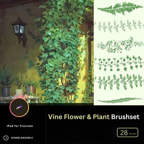 28 Procreate Anime Vine & Floral Brush Set - create elegant plant and flower designs. Perfect for anime style illustrations. #procreate #anime #brushes #flowers #plants . #Brush_Sets #Procreate_Anime #Anime_Vines #Illustrator_Brushes Watercolor Brushes Photoshop, Anime Vines, Photoshop Video, Illustrator Brushes, Vector Brush, Procreate App, Photoshop Brushes, Brush Set, Anime Style