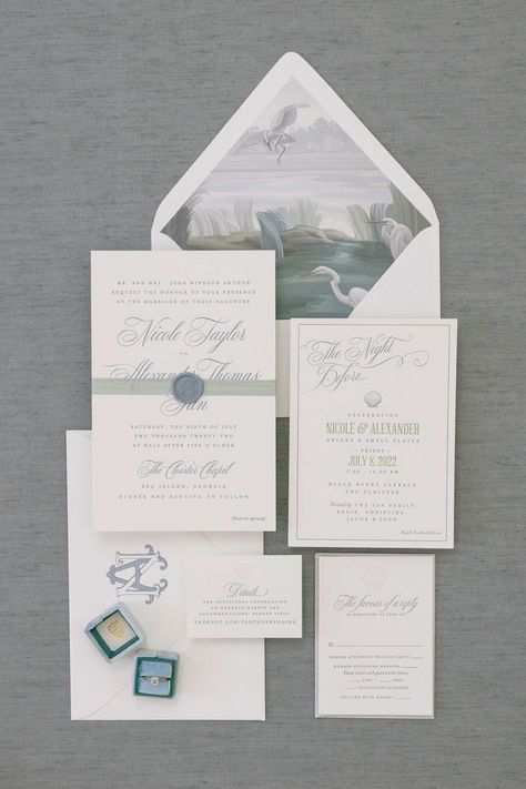 Charleston Wedding Invitations, Southern Wedding Invitations, Coastal Wedding Invitations, Maine Wedding Ideas, Venue Watercolor, Painted Wedding Invitation, Elegant Wedding Stationery, Unique Wedding Invitation, Palmetto Bluff