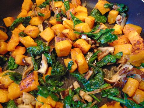 Roasted Butternut Squash, Spinach and Mushrooms Butternut Squash Spinach, Butternut Recipes, Spinach And Mushrooms, Portobello Mushroom Recipes, Roasting Vegetables, Roasted Artichoke, Stove Top Recipes, Roasted Mushrooms, Fall Dinner Recipes