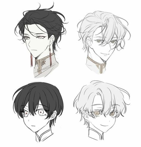 Wavy Hair Anime Character, Manhwa Body Reference, Boys Hair Drawing Reference, Male Hairstyle Ideas, Hair Anatomy, Boy Hair Drawing, Making Characters, Drawing Male Hair, Hair Drawings