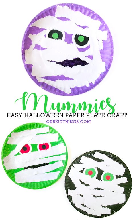 Paper Plate Mummy Craft - Our Kid Things Mummy Paper Plate Craft, Mummy Crafts Preschool, Mummy Craft, Frankenstein Craft, Spooky Cats, Mummy Crafts, Craft Halloween, Paper Plate Crafts For Kids, Halloween Paper Crafts