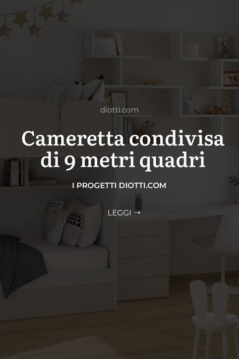 Cameretta di 9 mq rettangolare per due bambini e senza armadio: come arredarla? I nostri architetti hanno suddiviso idealmente la stanzetta in due aree: la zona notte con letto a castello con scaletta frontale e la zona studio con scrivania e mensole. Se vuoi saperne di più sul progetto d'arredo, sui mobili per cameretta scelti e sui colori suggeriti leggi l'articolo di blog. Per un progetto personalizzato per arredare la cameretta dei tuoi figli contattaci. Camera Studio, Home Inspiration, Home Decor Ideas, Interior Designer, Kids Room, Sweet Home, Decor Ideas, Home Decor Decals, Interior Design